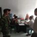 Bhabinkamtibmas bersama Babinsa melaksanakan monitoring kegiatan pengamanan dan pengawalan pendaftaran calon kepala desa