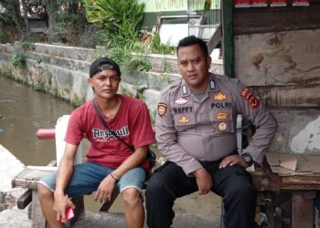 Unit Samapta Polsek Cisaat Sampaikan Pesan Kamtibmas Pada Masyarakat