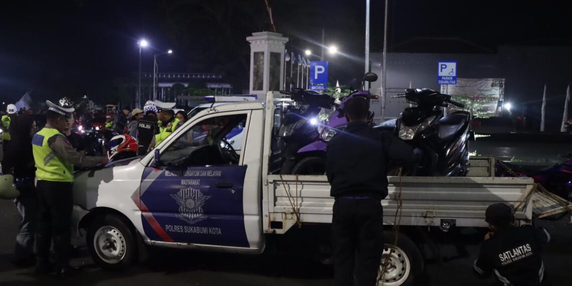 Gelar KRYD Akhir Pekan, Polres Sukabumi Kota Jaring Puluhan Motor Berknalpot Brong