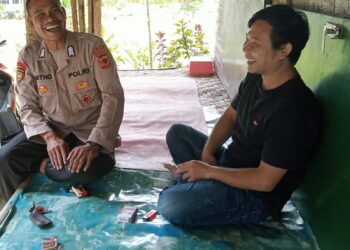 Bhabinkamtibmas Polsek Cisaat Lakukan Silaturahmi Kamtibmas pada masyarakat