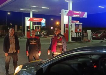 Unit Samapta Polsek Cikole Laksanakan Giat Patroli Dilaigis Dengan Satpam SPBU