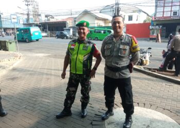 Sinergitas TNI POLRI Polsek Cisaat laksanakan Patroli Gabungan  Cipta Kondisi Jelang Pemilu