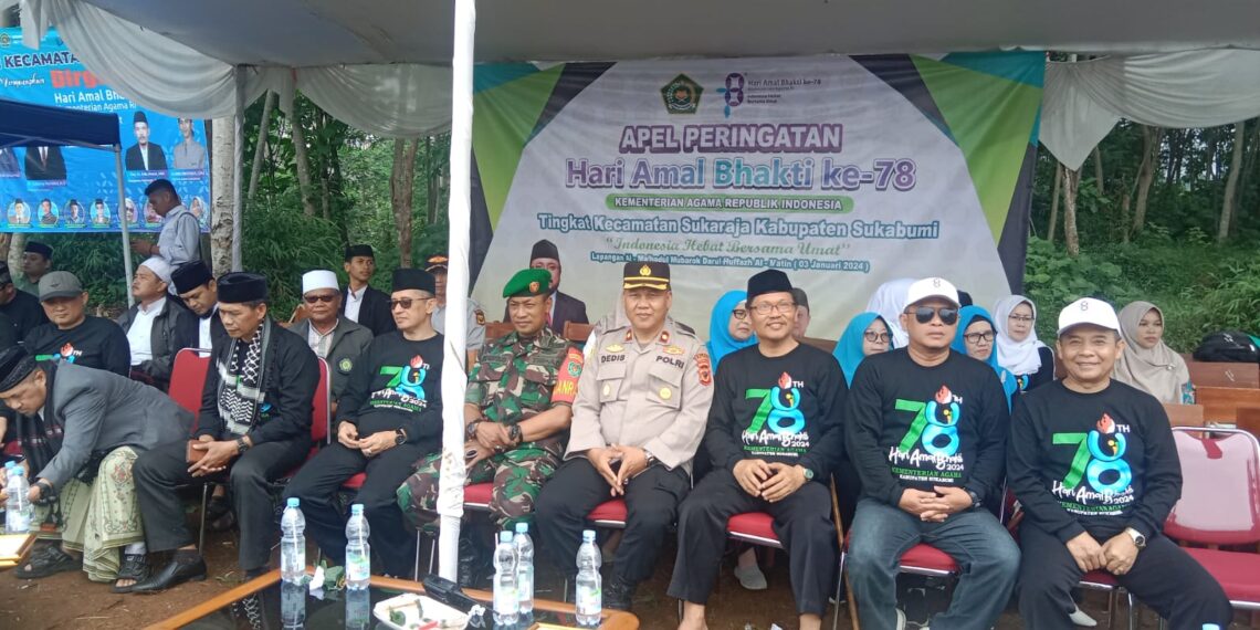 Kapolsek Sukaraja Hadiri Apel Peringatan HAB (Hari Amal Bakti) ke-78 Tingkat Kecamatan Sukaraja