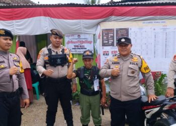 Polsek Cireunghas Polres Sukabumi Kota Laksanakan Pengamanan dan Monitoring Pemilu 2024 Di TPS Wilayah Kec. Cireunghas