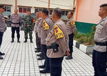 Kapolsek Lembursitu Laksanakan Apel Pengamanan  Gedung PPK Kec. Lembursitu Pemilu 2024