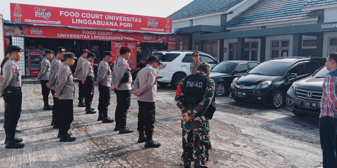 Apel Serah Terima Piket Pengamanan Di Sekretariat GOR UNLIP Gudang Logistik Pemilu PPK Citamiang Kota Sukabumi