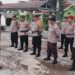 Apel Serah Terima Piket Pengamanan di Sekretariat GOR UNLIP Gudang Logistik Pemilu PPK Citamiang Kota Sukabumi