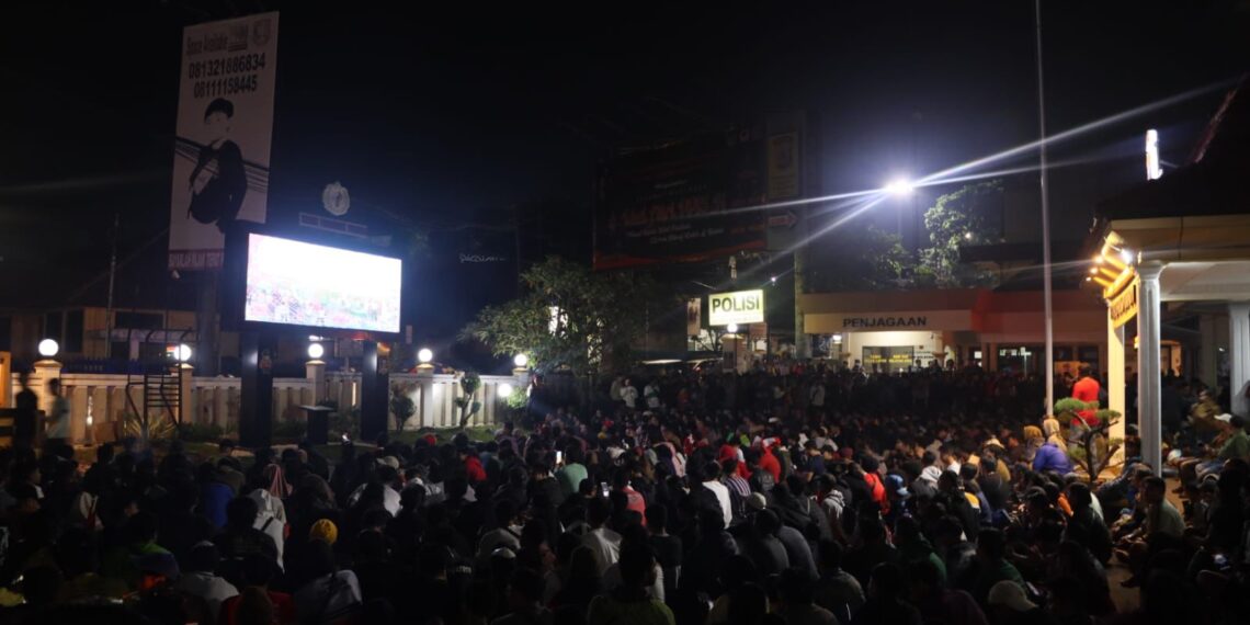 Aksi Nobar AFC U23 Asian Cup di Mapolres Sukabumi Kota Kondusif