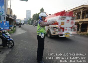 Guna Kamseltibcar Lantas Nyaman dan Kondusif, Polsek Sukaraja Gelar Gatur Lalin