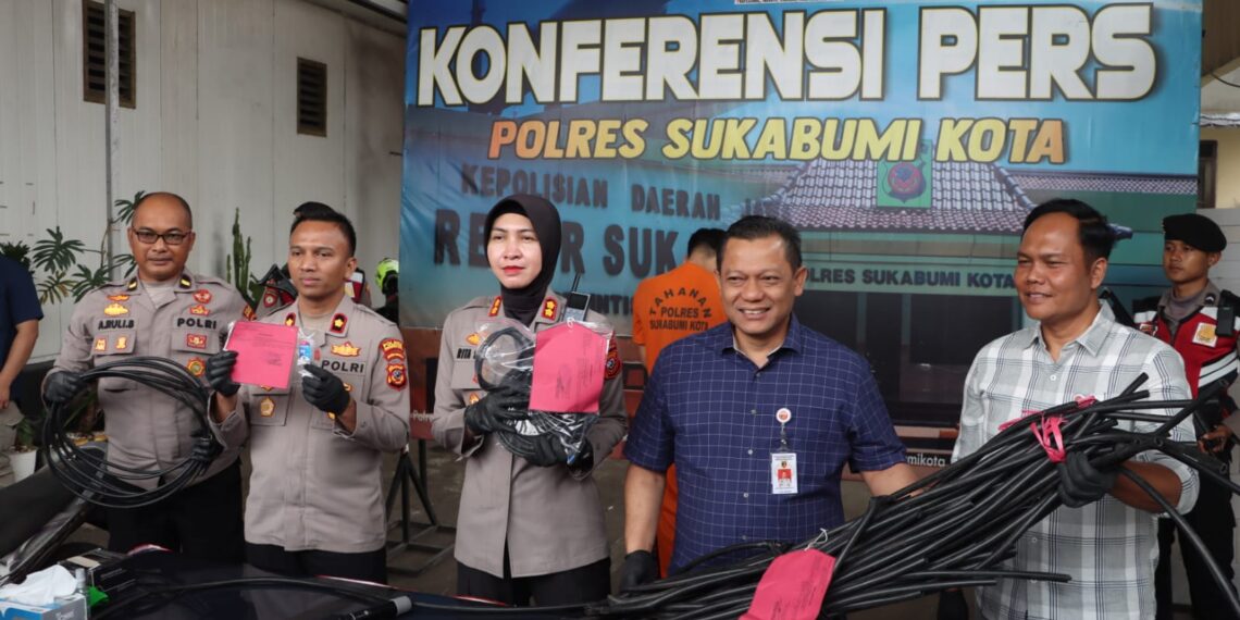 Ungkap Kasus, Polres Sukabumi Kota Tangkap Terduga Pencuri Kabel Telkomsel