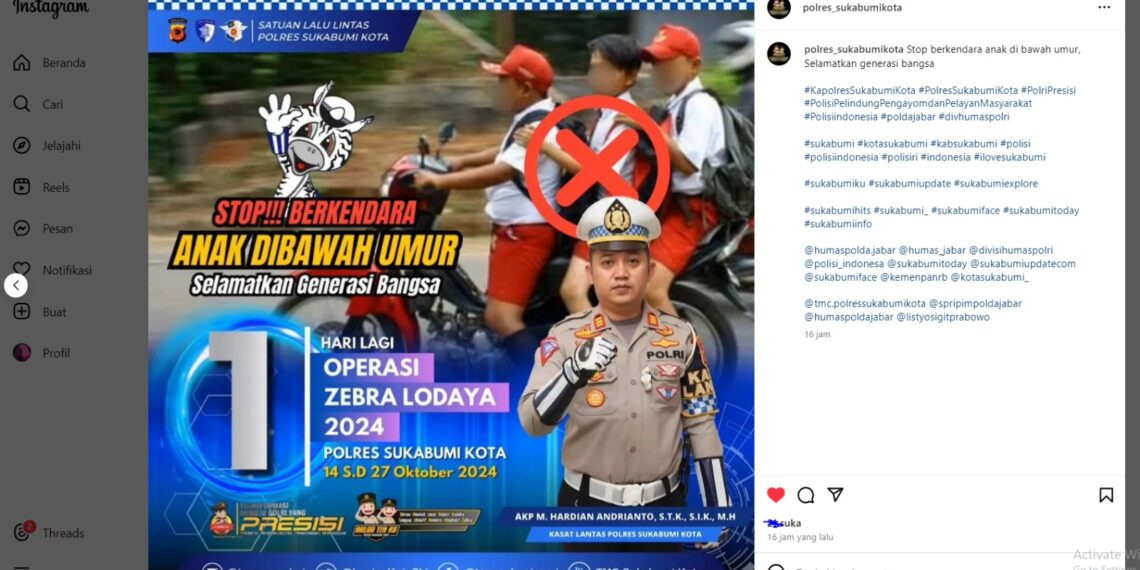 Tingkatkan Kesadaran Berlalu Lintas, Polres Sukabumi Kota Publikasikan Himbauan di Medsos
