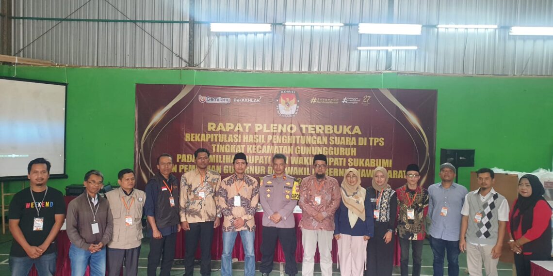 Pastikan berjalan Kondusif. Polsek Gunungguruh lakukan pengamanan pelaksanaan Pleno Pilkada serentak 2024 tingkat Kecamatan Gunungguruh