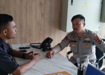 Unit Samapta Polsek Cisaat sambangi Satpam di perkantoran sampaikan pesan kamtibmas