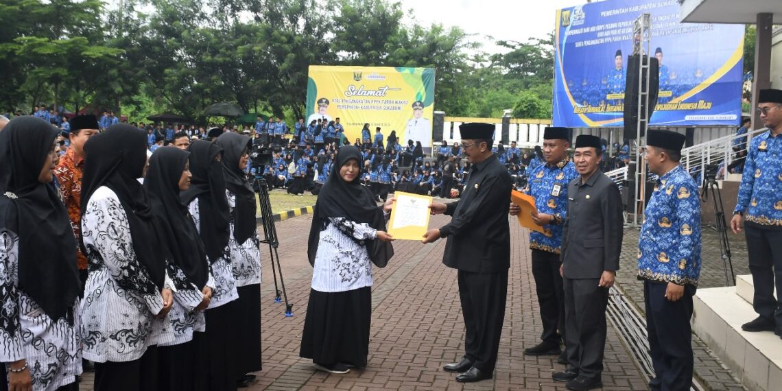 Pagi Ini, Ribuan Calon PPPK Paruh Waktu Padati Lapang Cangehgar Palabuhanratu