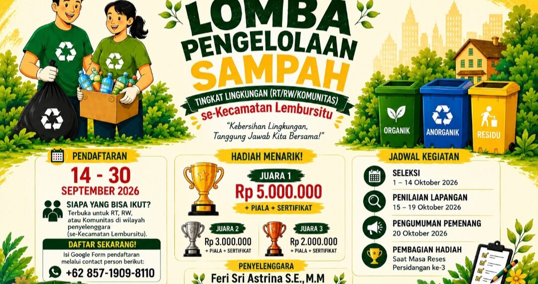 Lewat Lomba Kelola Sampah, Wakil Ketua DPRD Kota Sukabumi Feri Sri Astrina Dorong Warga Peduli Kebersihan