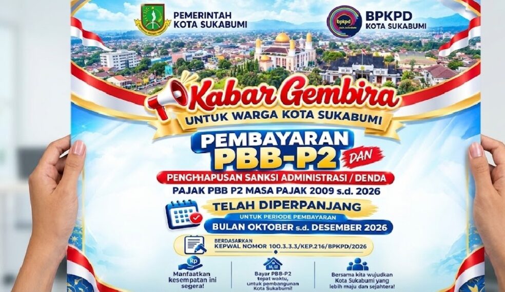 Denda PBB-P2 di Kota Sukabumi Dihapus hingga Desember 2026, Ini Cara Bayarnya
