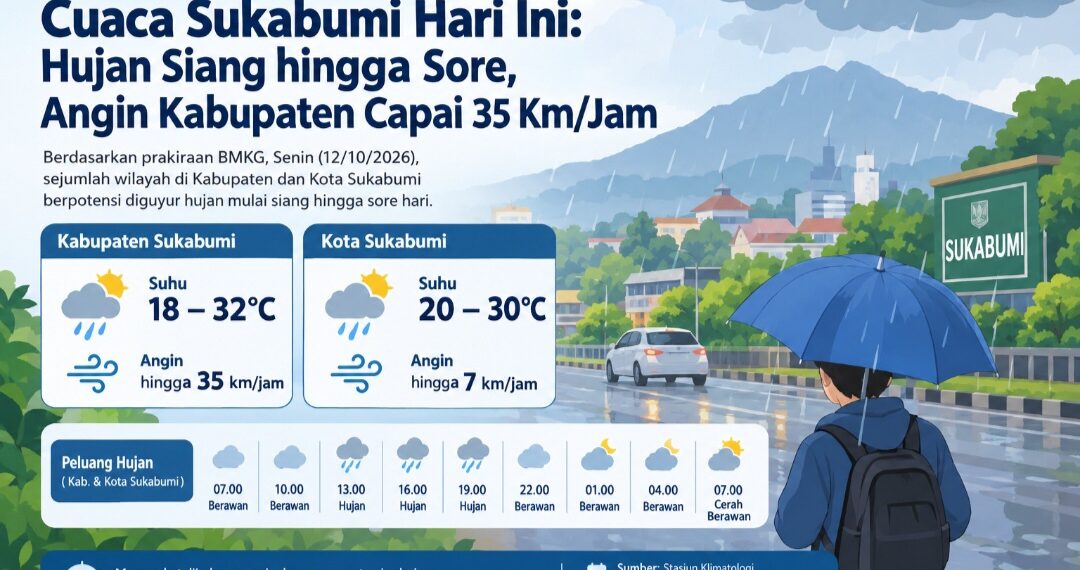 Prakiraan Cuaca Sukabumi 12 Oktober: Hujan Mengintai Siang hingga Sore